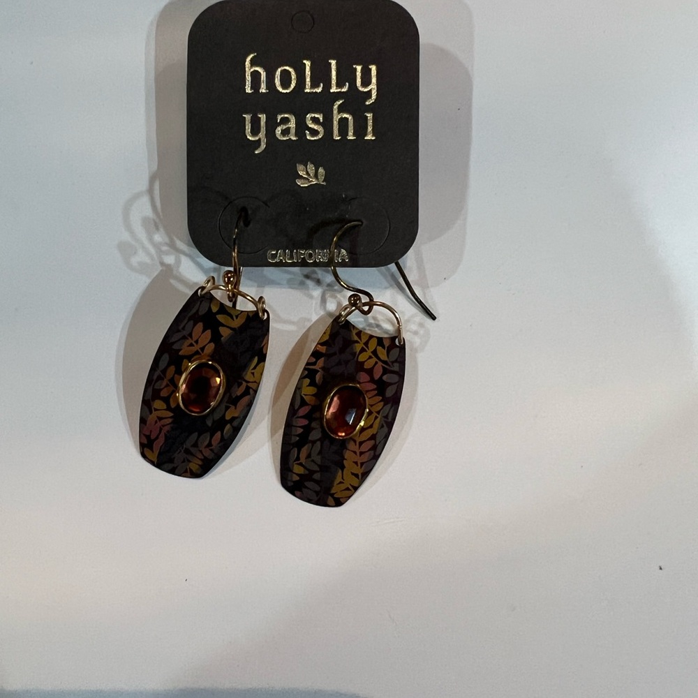 Holly Yashi Elegant Gold and Brown Leaf Earrings